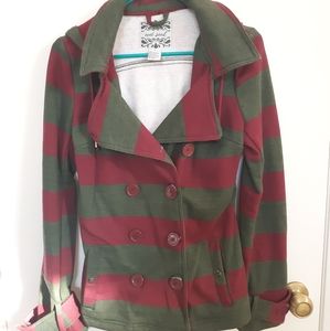 Wet Seal (L/M) Striped Pea Coat w/ Hood